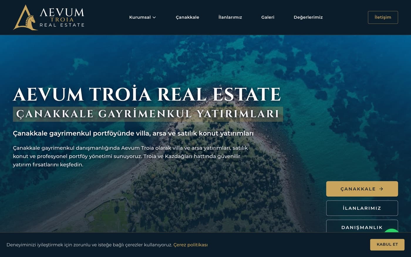 Tokat web site — Aevum Troia Real Estate referans projesi önizlemesi — Gayrimenkul