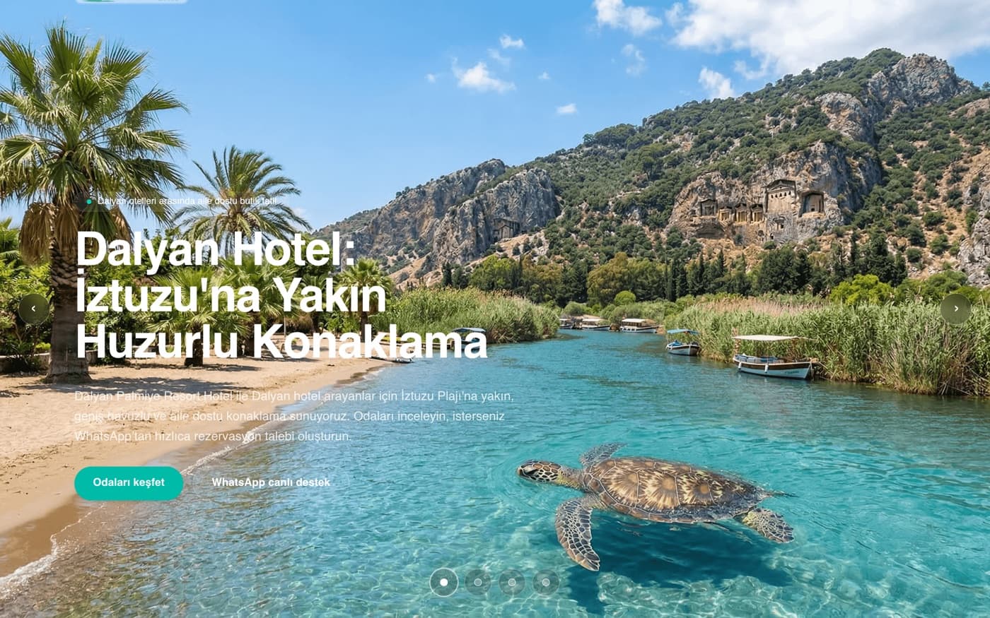 Tokat web site — Dalyan Palmiye Resort referans projesi önizlemesi — Butik Otel