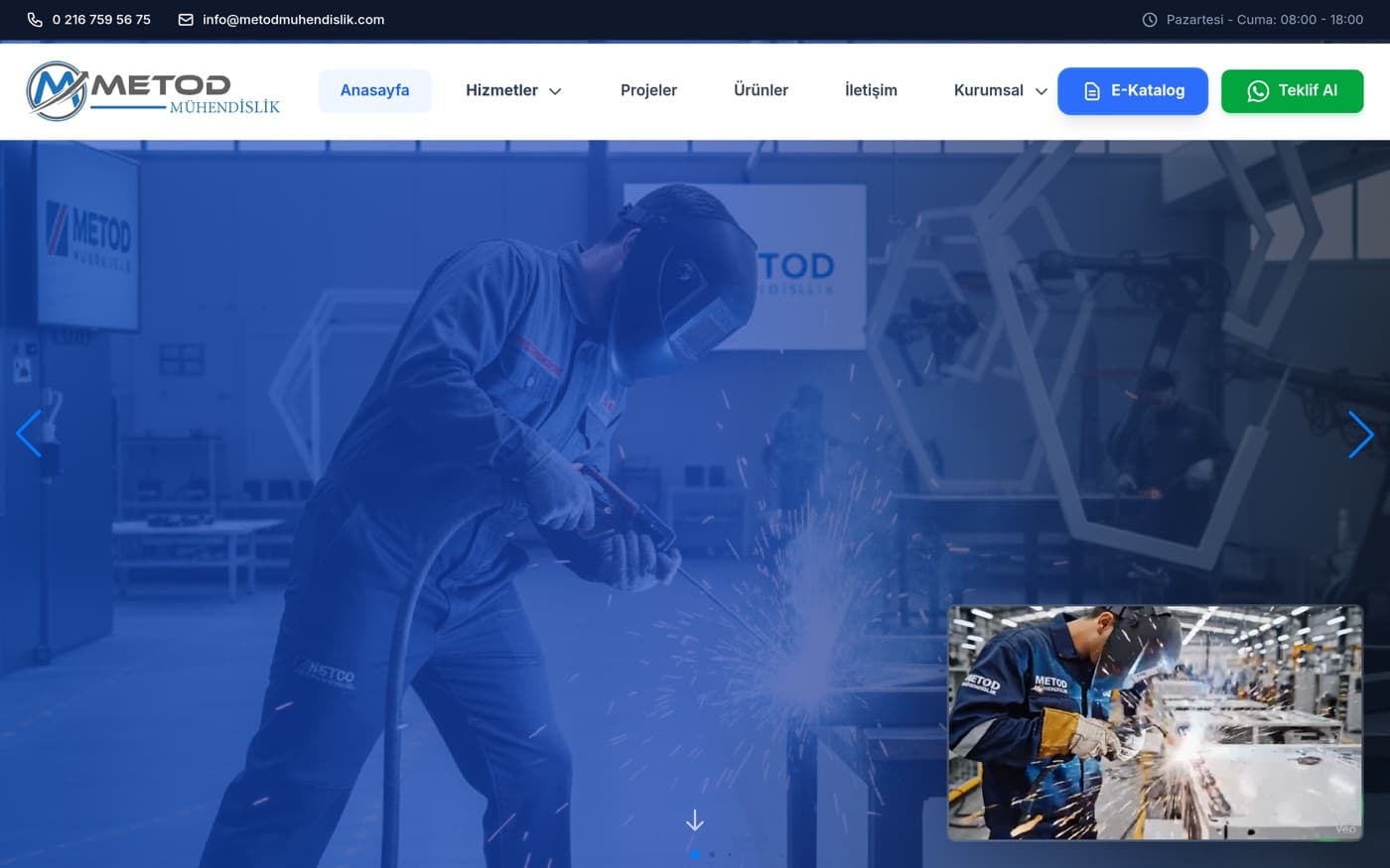 Tokat web site — Metod Mühendislik referans projesi önizlemesi — Mühendislik